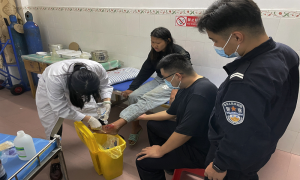 广西龙邦边检站成功救助骑电车摔伤群众