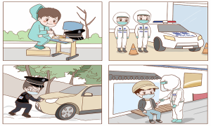 敬信边境检查站民警制作“抗疫漫画”