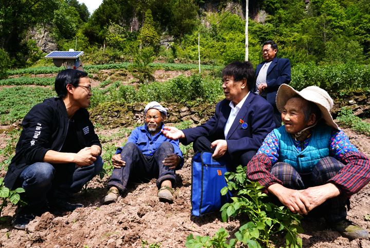 谭邦臣（右三）深入田间地头了解情况。.png