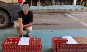 花桥坝边境检查站查获一起非法运输香烟案 案值逾2.4万余元