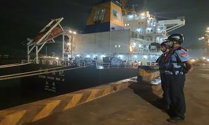 对台铁矿航线夜航“不打烊” 今年来福建莆田罗屿作业区对台铁矿石中转量达178万吨