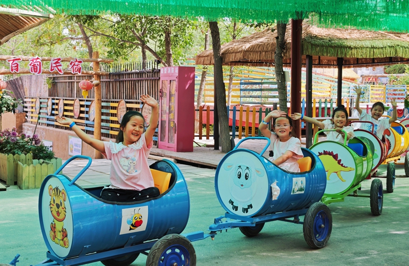 新疆生产建设兵团第七师胡杨河市百葡民宿小火车项目深受小朋友喜欢 郭雪雪摄.jpg
