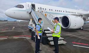 桂林边检站高效处置超强台风“桦加沙” 保障三架国际调机安全备降